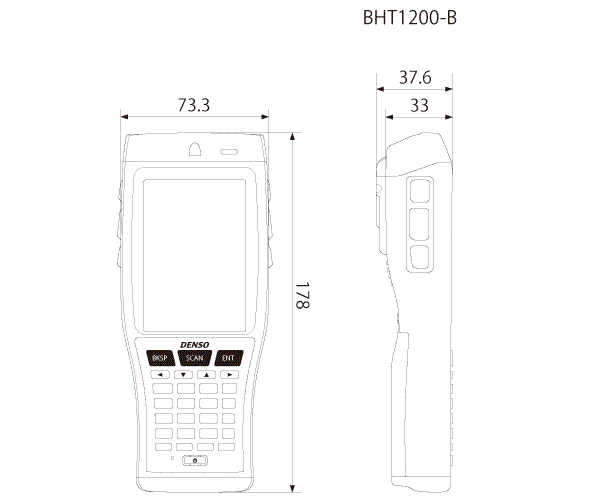 Denso BHT-1200B-CE数据采集器尺寸圖