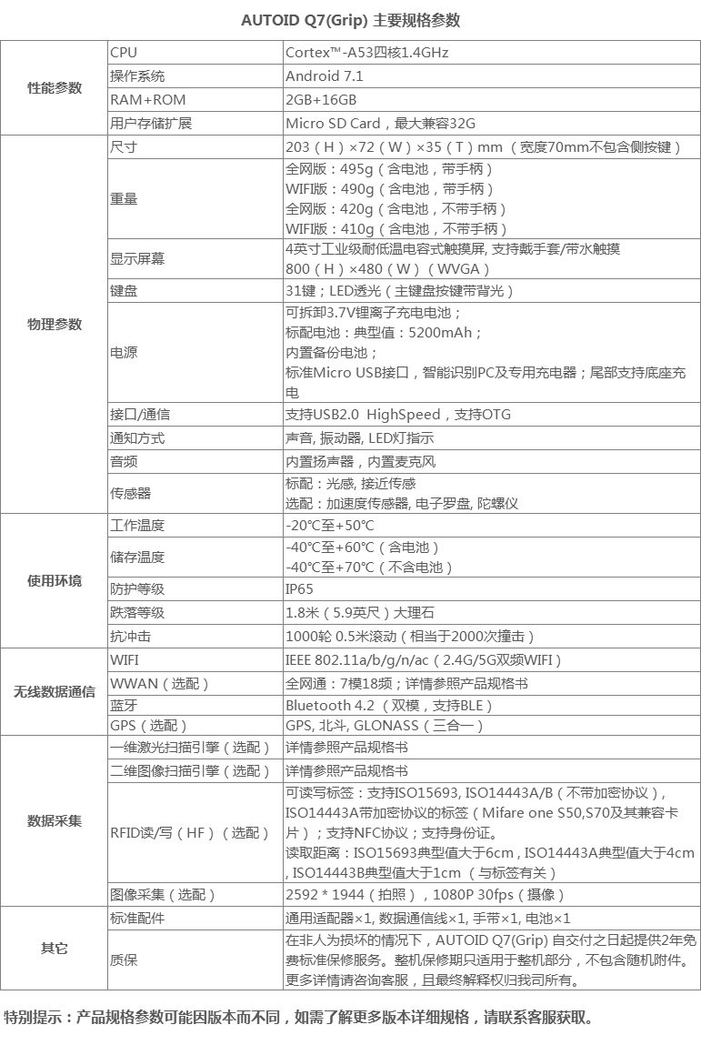 东大AUTOID Q7(Grip) 仓储物流远距离手持终端PDA参数.png